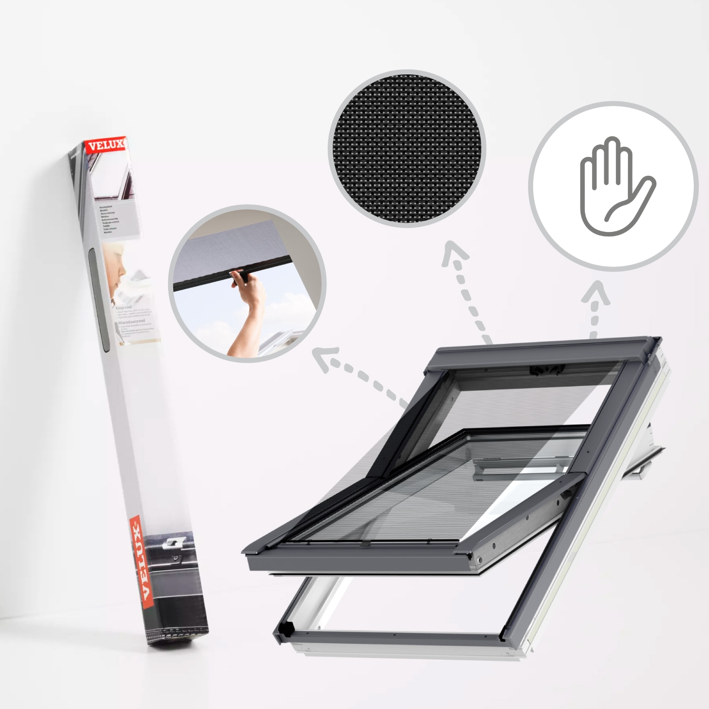 Okno dachowe MHL - Markiza ręczna z napędem elektrycznym